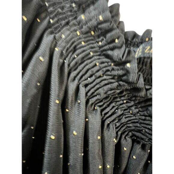 Zara Black Mesh Puffed Sleeves Top XS NWOT - Picture 4 of 7